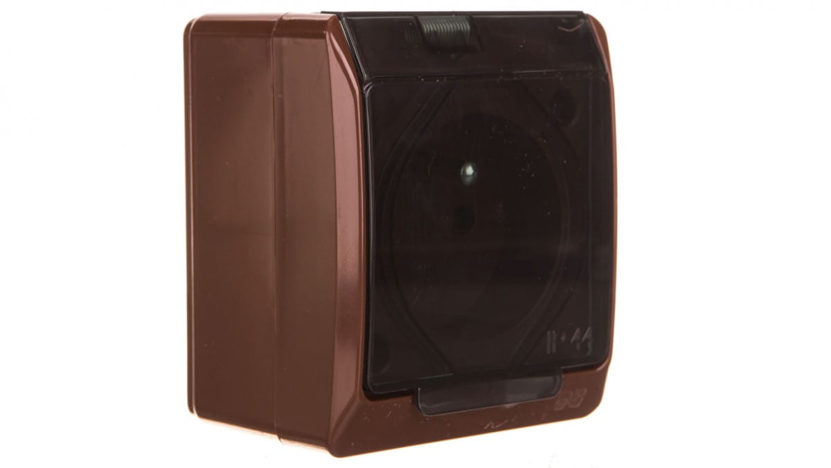 Hermes Einzelsteckdose Mit/ohne Brauner Abdeckung, Transparent, 2p+z Ip44 0321-05