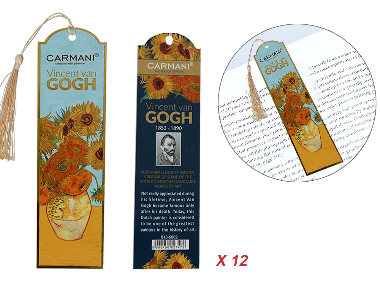Set Mit 12 Lesezeichen Zum Buch „van Gogh Sonnenblumen“ – Ein Geschenk Für Den Leser