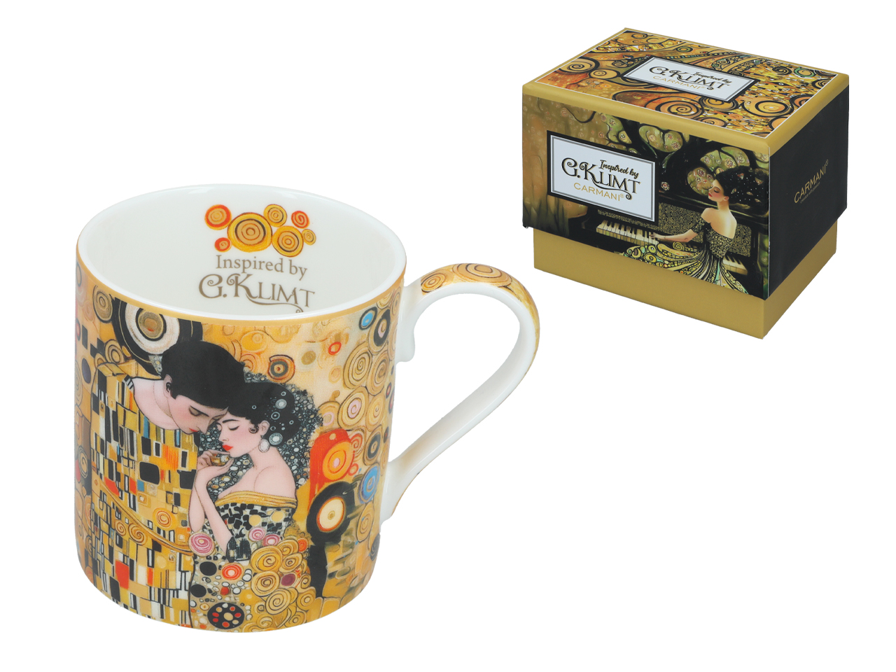 Keramiktasse Mit Gustav Klimt-gemälde „frau Und Mann“ – Geschenkbox
