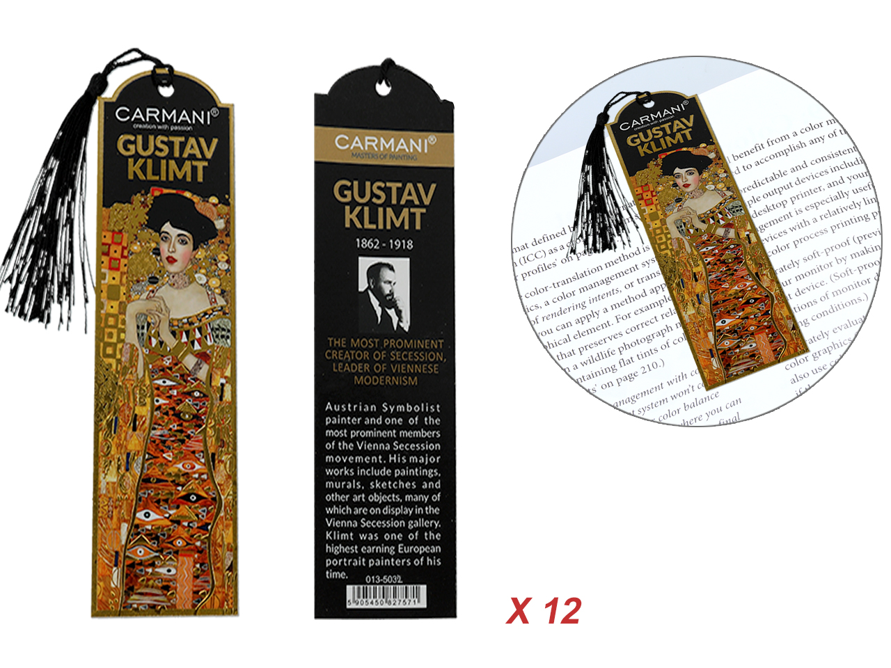 Set Mit 12 Lesezeichen Für Das Buch „gustav Klimt Adela Portrait“ – Kunstgeschenk