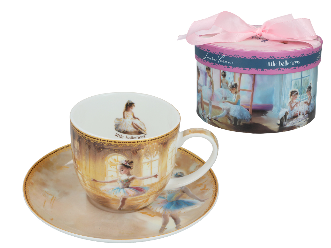 Elegante Tasse Mit Untertasse L. Lozano, Kleine Ballerinas, Wohnzimmergeschenk