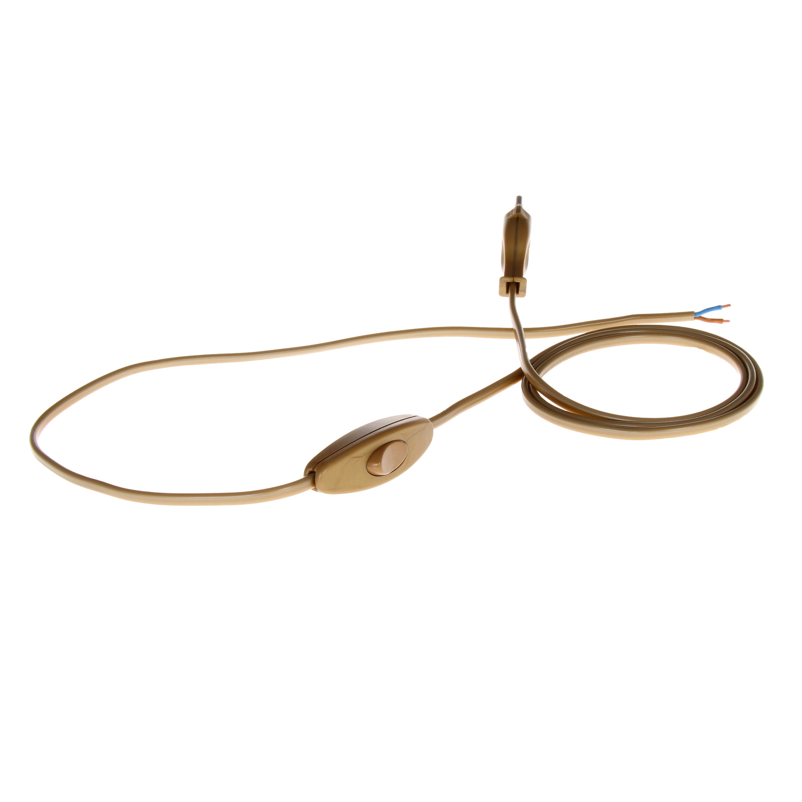 Kabel Mit Schalter, 1,5 M, 2 X 0,75 Mm², Mit Flachstecker, Vergoldetes Stromkabel