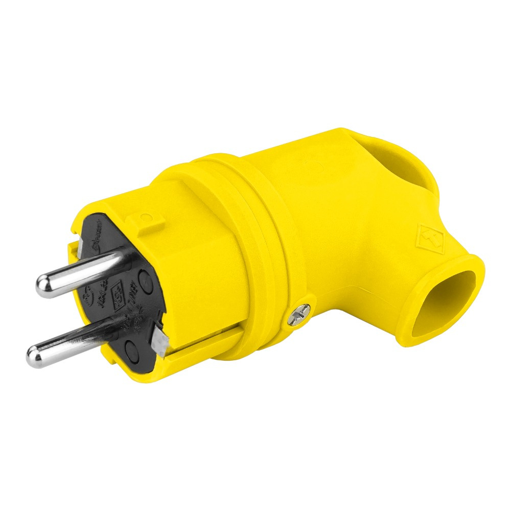Abgewinkelter Gummistecker 16 A 230 V Gelb Schuko Einphasig