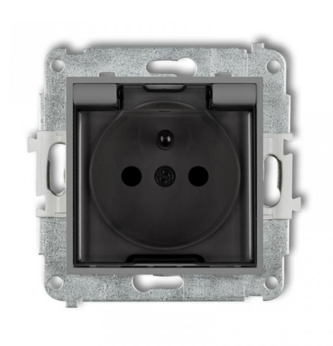 Mini-spritzwasserschutzsteckdose Mit/mit Ip44 Mit Abdeckungen, Rauchschutzklappe, Mattgrau 27mgpb-1zdp