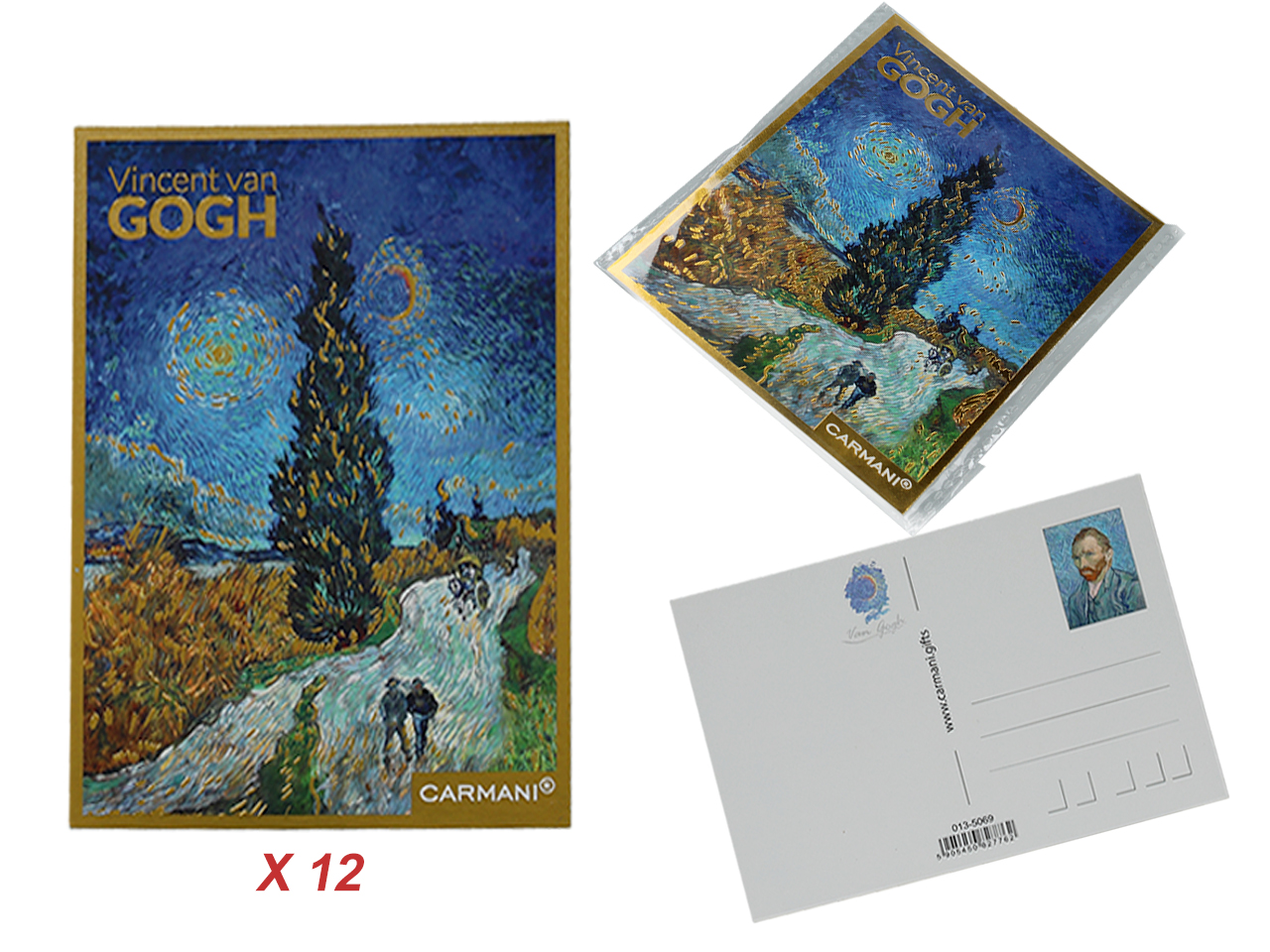 Set Mit 12 Postkarten: Van Goghs Straße Mit Zypressen – Geschenk Für Sie