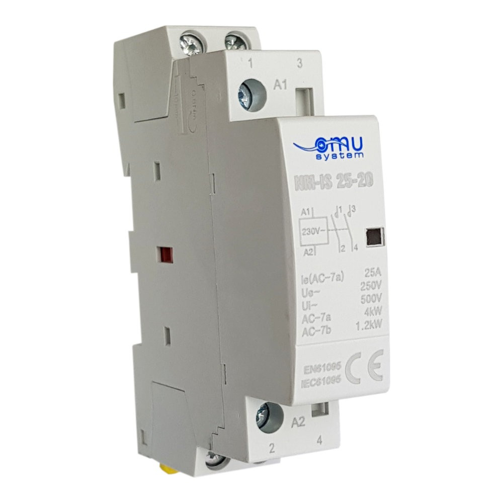 Modulares Installationsschütz 25 A 230 V 2 Öffner 2 Z Geräuschlos Für Din Th35-schiene