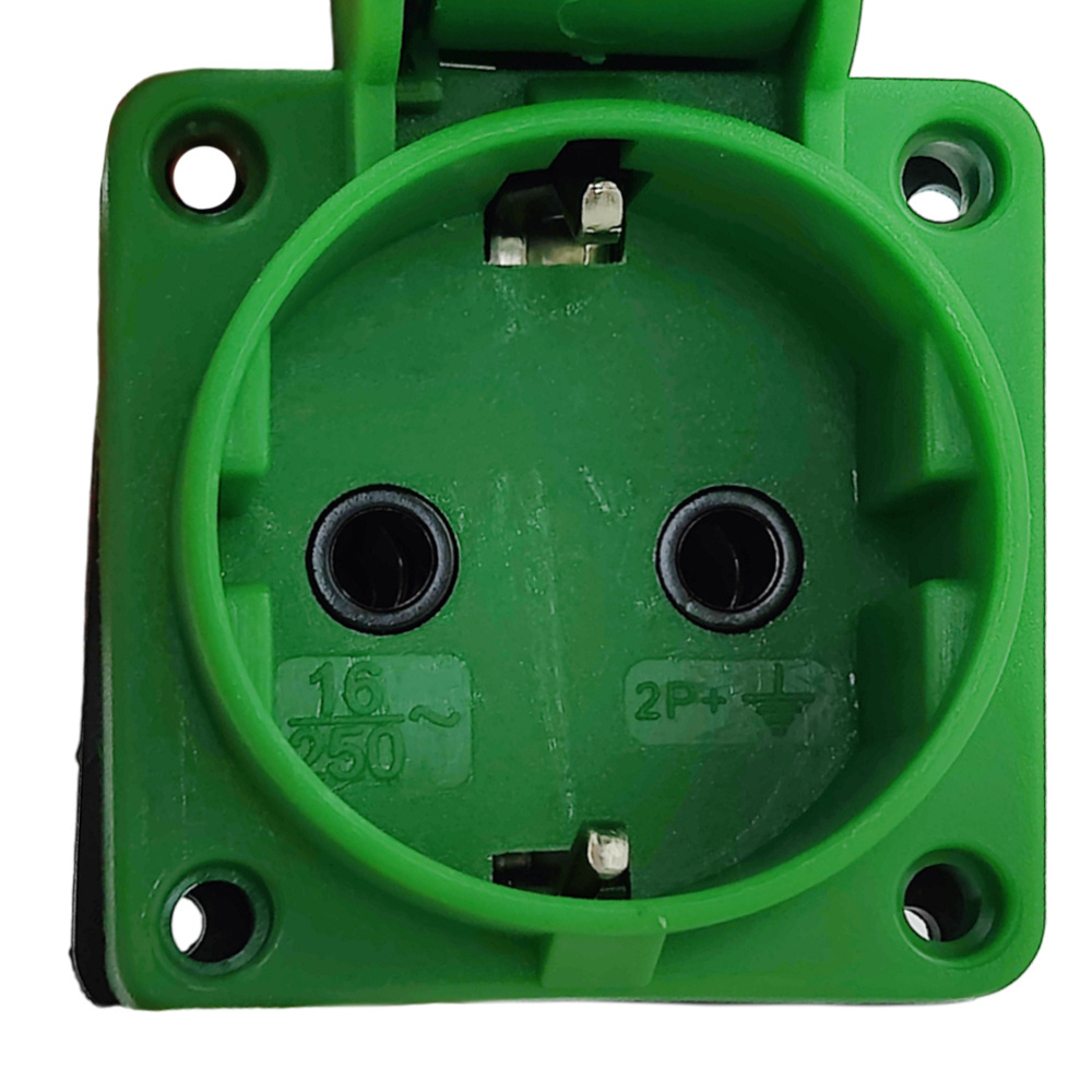 Ip54 Schuko-einbausteckdose Typ F 16a 250v Grüner Hermetischer Schutz