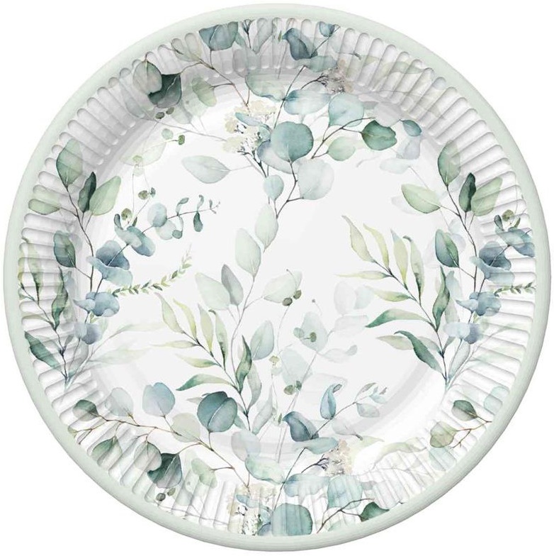 Boho-eukalyptus-pappteller 23 Cm 8 Stück.