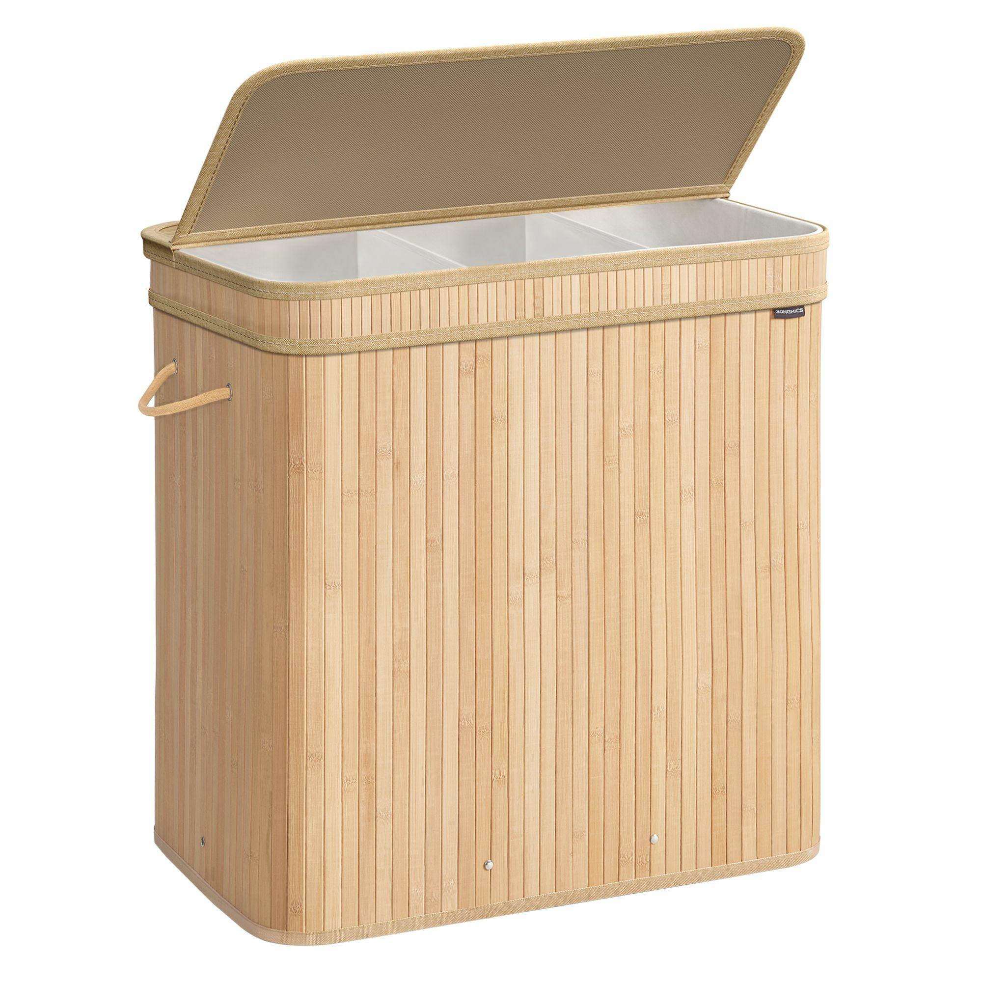 Wäschekorb Aus Bambus Mit Deckel, 150 L
