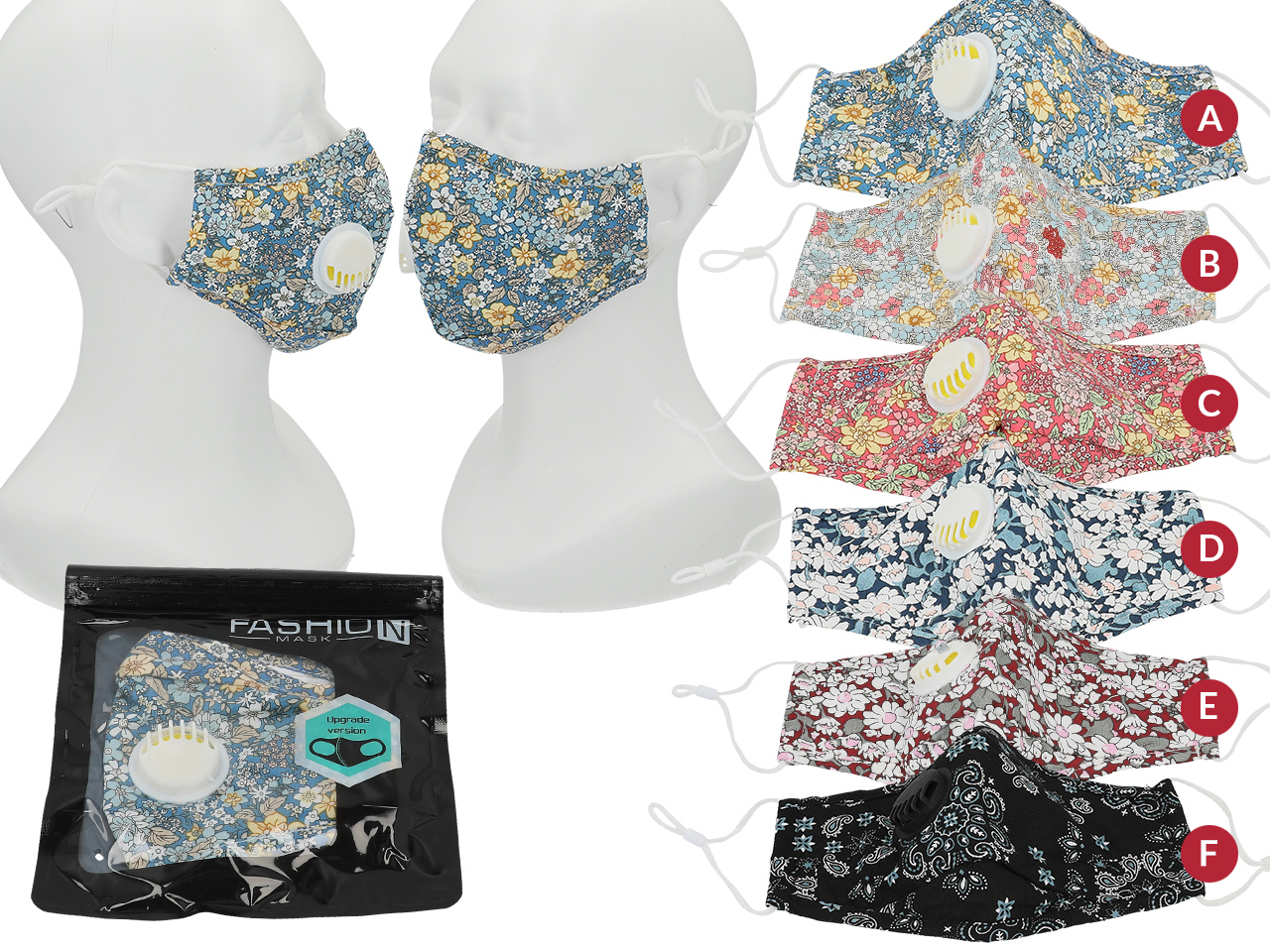 Wiederverwendbare Stoffmaske Zum Schutz, Verschiedene Muster, 1 Stück