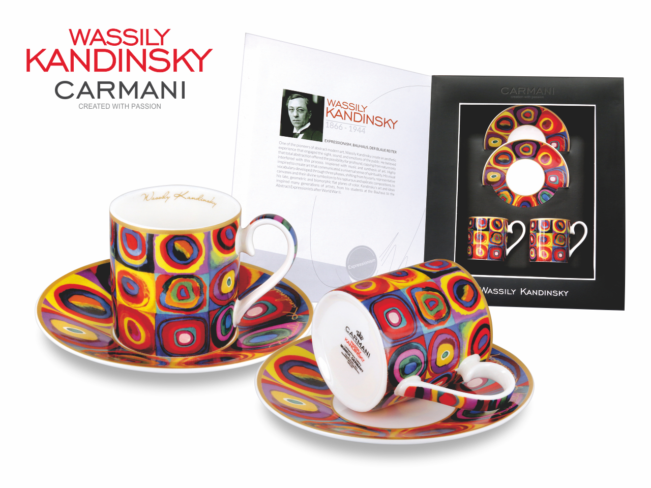 Set Mit 2 Espressotassen, Wassily Kandinsky Quadrate, Geschenkset