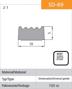 Selbstklebende Schwarze Dichtung D-69/4-0 105mm Mb - 100.0 Mb - Usz Sd-69