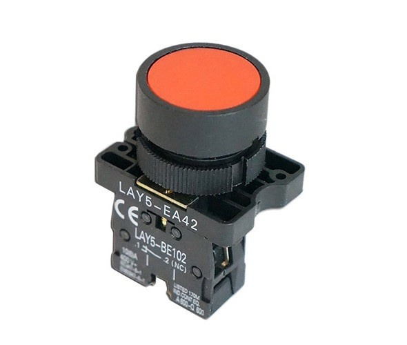 Momentaner Flacher Drucktaster, Nullstellung 0-1, Nc-öffnerkontakt, 22 Mm, Rot