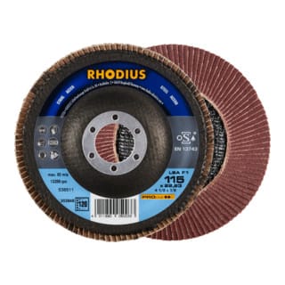 Rhodius - lsa F1, 10 Stück, 115 mm, Korn 120, Fächerschleifscheibe