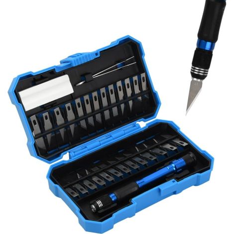 Cutter De Précision - Ensemble 29 Pièces Avec Manche Et Lames Réchangeables - Pour Sculpture Bricolage Artisanat - 1 Kit