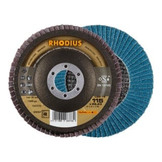 Rhodius Abrasives - rhodius lgz F2, 10 Stück, 115 mm, Korn 40, Fächerschleifscheibe