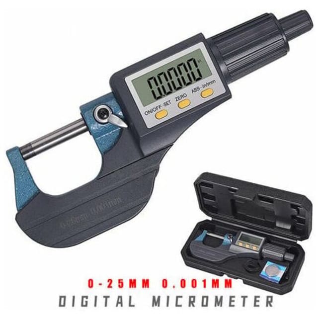 Elektronisches Mikrometer, Mikrometer, Wandstärke, Mikrometer, Digitalanzeige, Mikrometer 0–25 mm, 0,001 mm