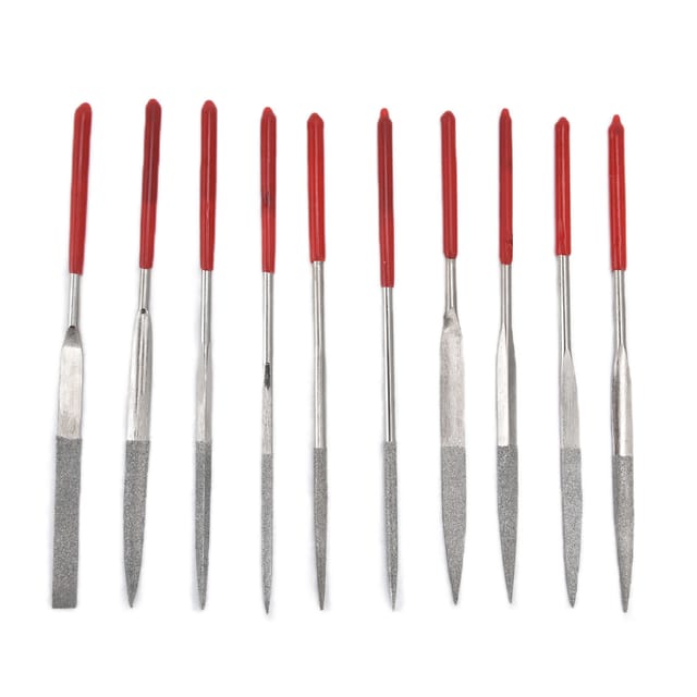 Ej.Life 10-teiliges Nadelfeilen-Set, Schmuckfeilen-Set, Quadratisch, Runde Form, Gewehrfeilen für Juweliere, Glas, Metall, Holz (4 160mm)