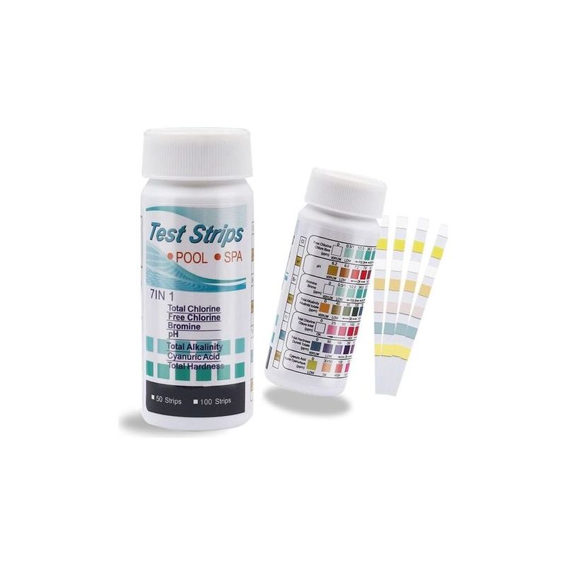 7 In 1 Pool Und Spa Wassertester 100 Pool Teststreifen Pool Teststreifen Chlor Und Ph Test Brom Gesamtharte Gesamtalkalitat Cyanursaure Gesamtchlor