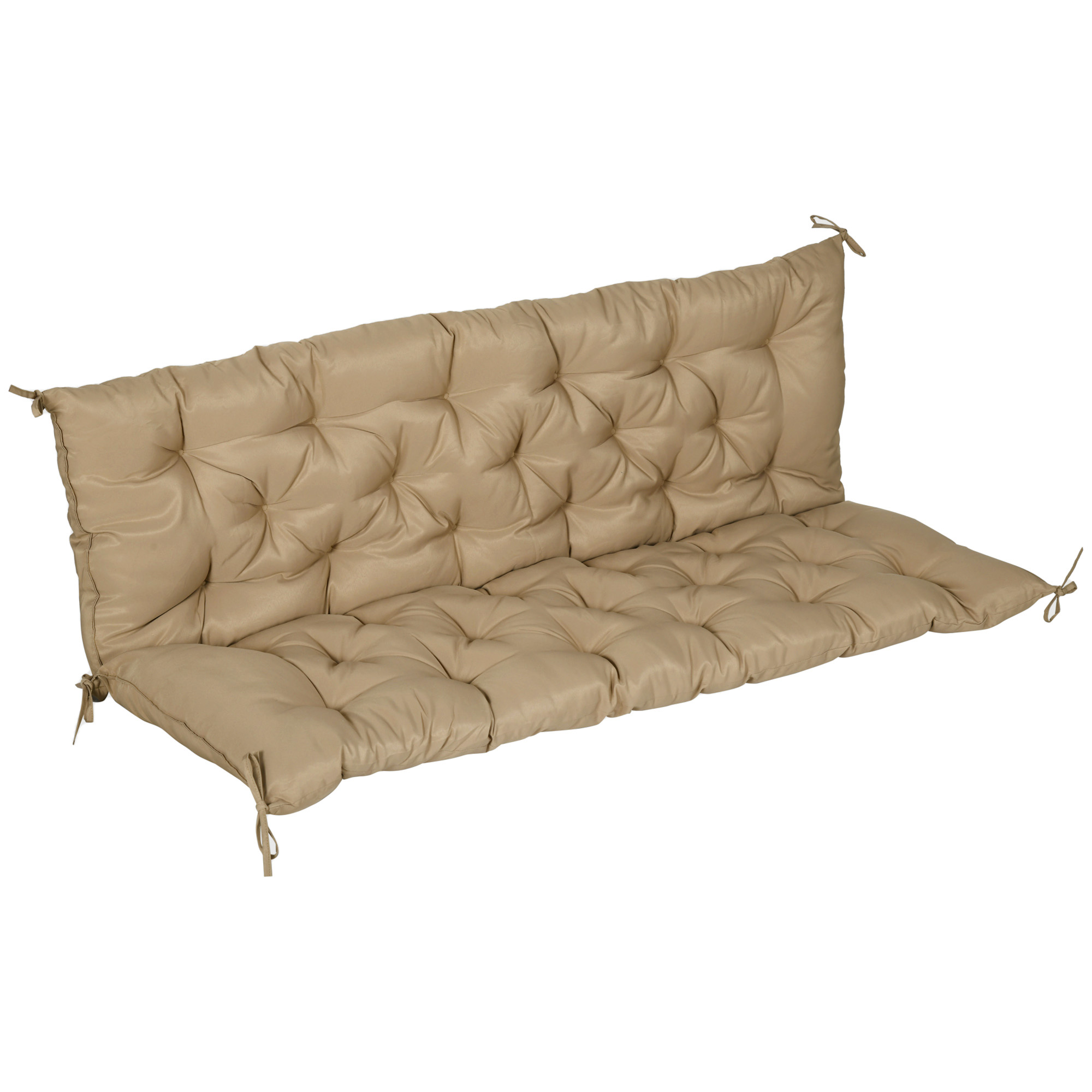 Coussin De Banc 3 Places 150x98x8 Cm, Avec Attaches, Assise Pour Mobilier De Jardin Et Balançoire Hollywood, Couleur Kaki