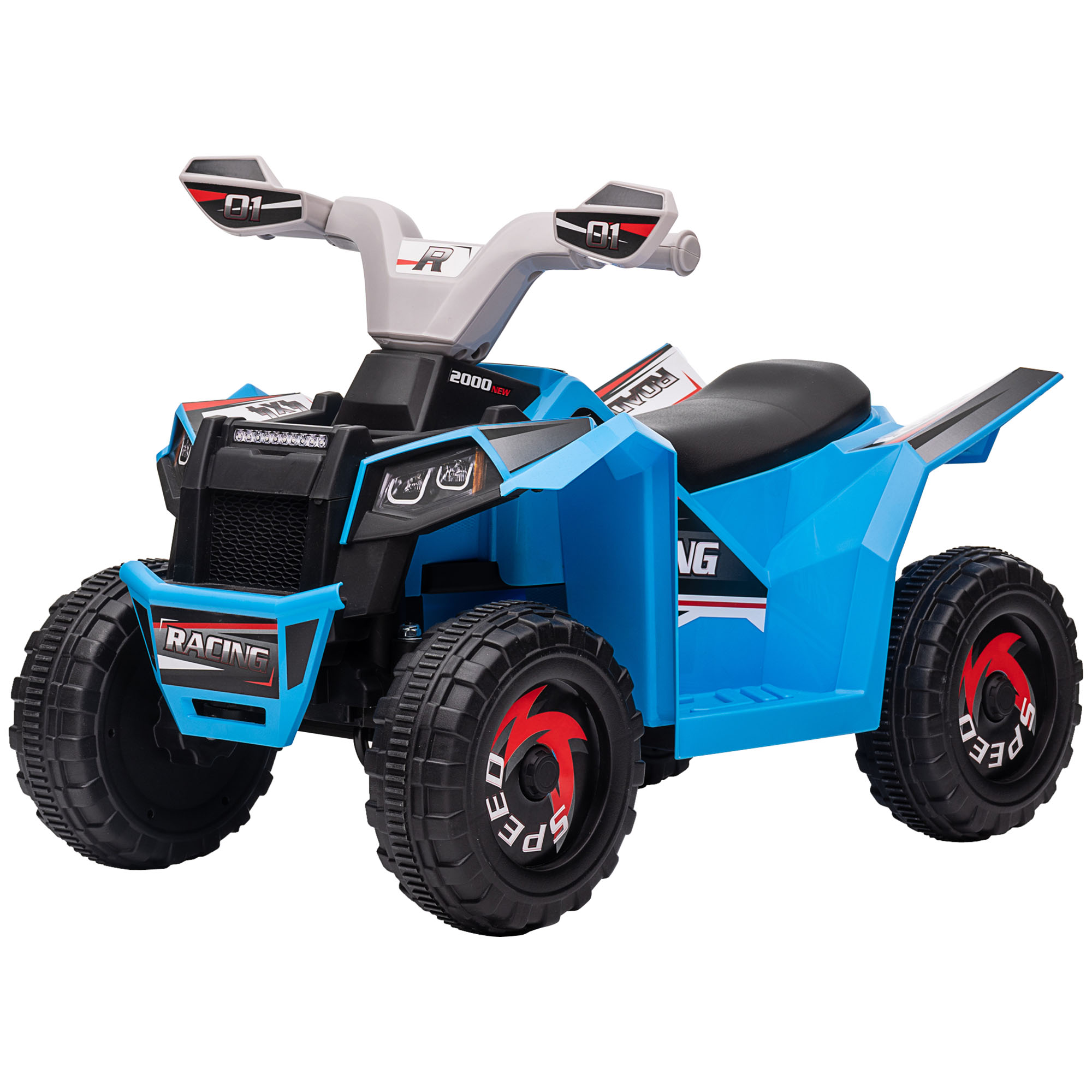 Quad Électrique Enfant 2,5 Km/h, Marche Avant/arrière, Pour 18-36 Mois, Bleu