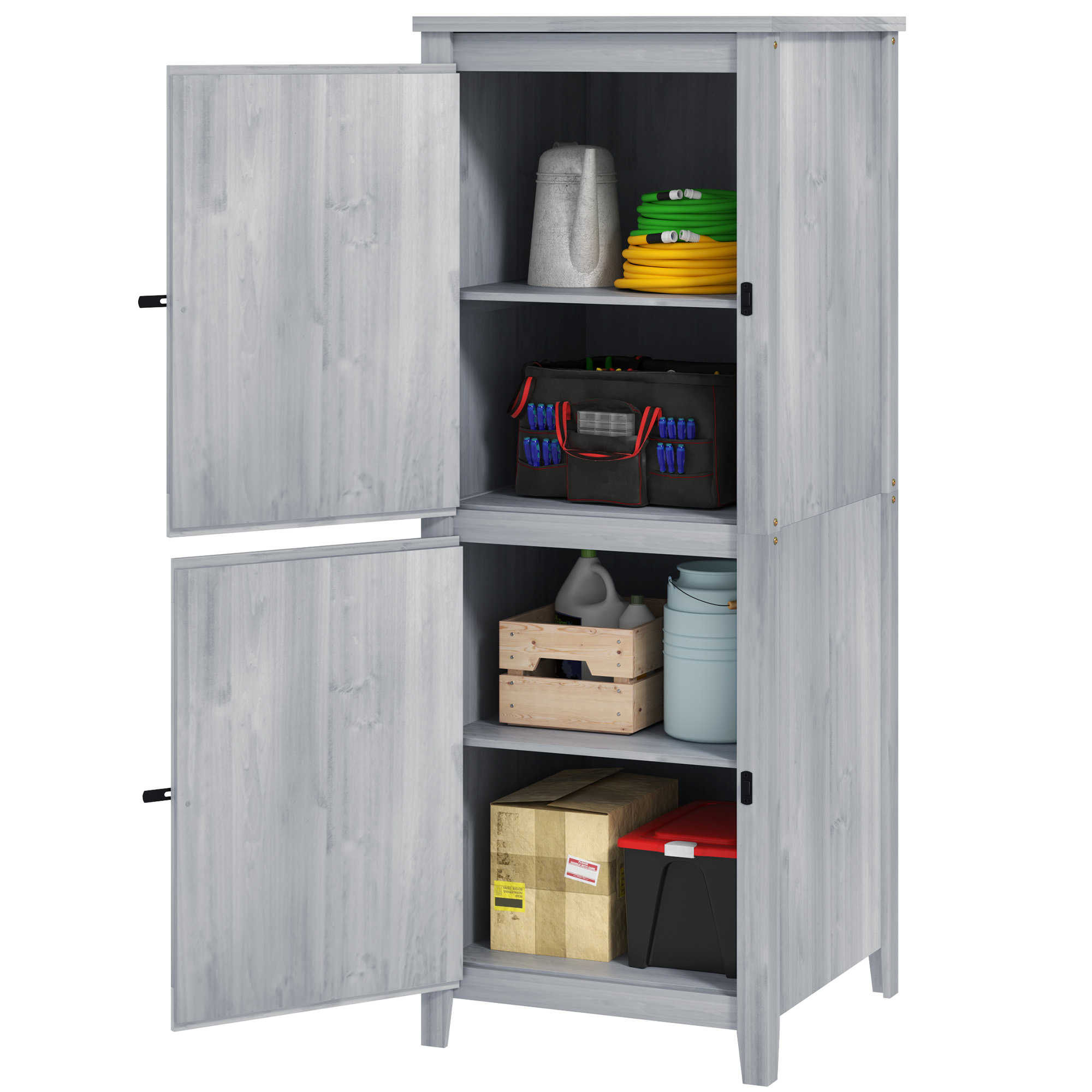 Abri De Jardin Compact, Cabane De Rangement Pour Outils Et Équipements De Jardin, Portes Verrouillables, Gris Clair