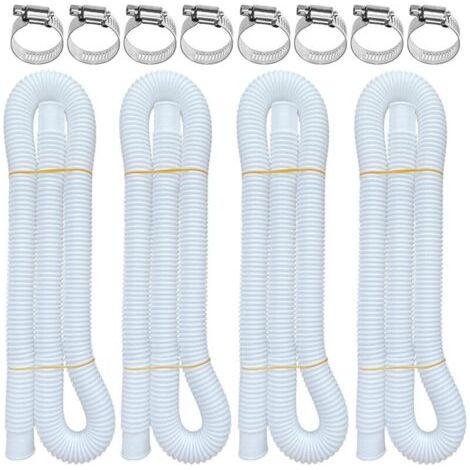 Tuyaux De Piscine Hors Sol, Lot De 4, 3,2 X 150 Cm, Compatibles Avec Les Pompes De Filtration Intex 607 Et 637, Avec 8 Colliers De Serrage Métalliques.