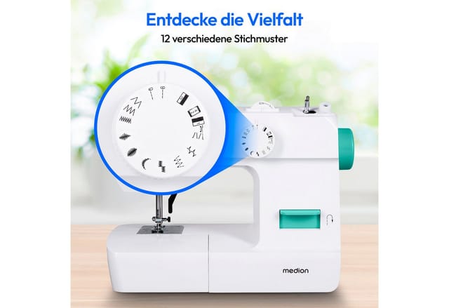 Medion SM 70 Nähmaschine turquoise kompakt und leistungsstark