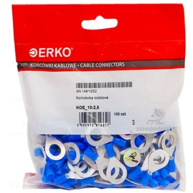 Isolierte Ösenklemme KOE 2,5 mm M10 100 Stück ERKO