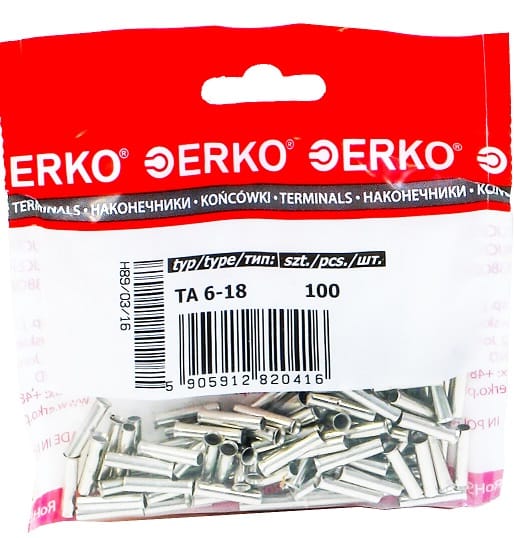 Nicht isolierte Aderendhülsenklemme TA 6/18 ERKO 100 Stk