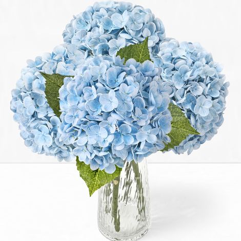 Realistic Latex Artificial Flowers – Blue Hydrangea Imitation Perfect – Wedding Table Home Party Outdoor Arrangements – Pack Of 4