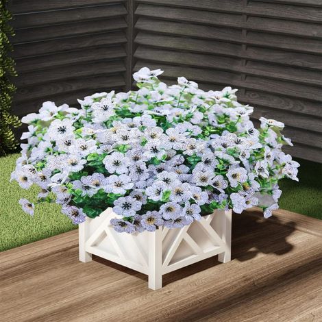 Artificial Chrysanthemum Flowers – 16 Bouquets Uv Resistant Plastic – Indoor Outdoor Planter Porch Decor Lightweight Reusable Home Garden Plants – White