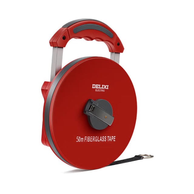 Delixi 50m Fiberglass Maßband – Präzisions-Messband für Bau, Garten & Industrie Wasserdicht, Rostfrei & Doppelseitige Skala Mit Stoßfestem