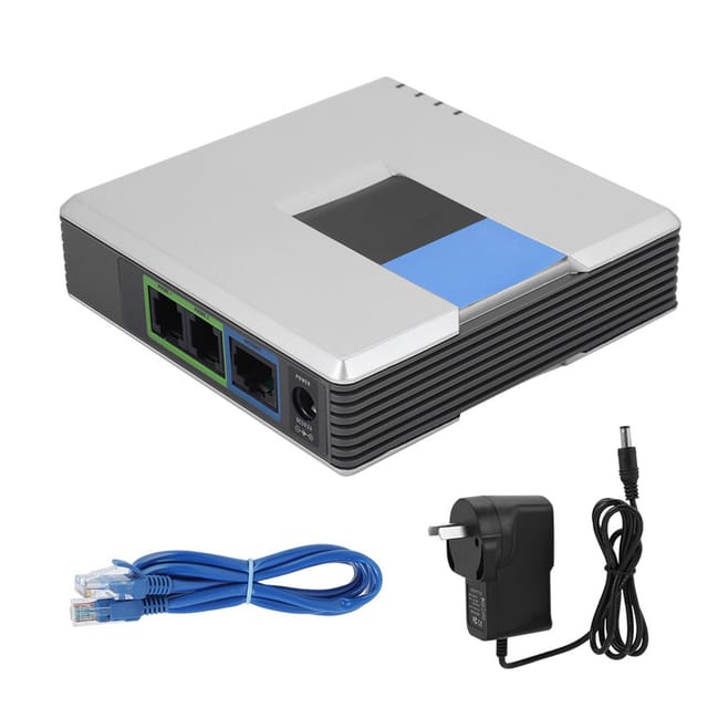 2-Port VoIP-Gateway SIP Internet-Telefonadapter RJ45 für Linksys PAP2T AU-Stecker 100-240 V