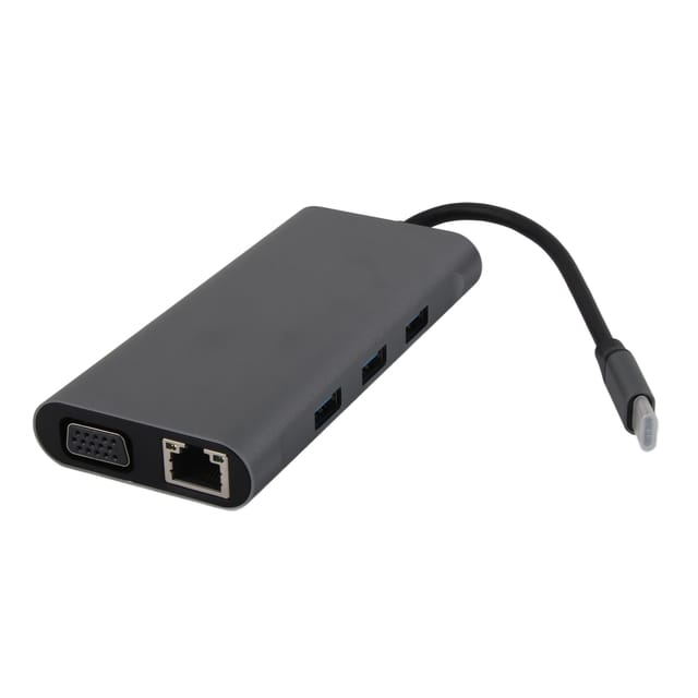 10-in-1 USB-C-Dockingstation mit VGA, RJ45, PD-Ladeanschluss und Multifunktions-Hub