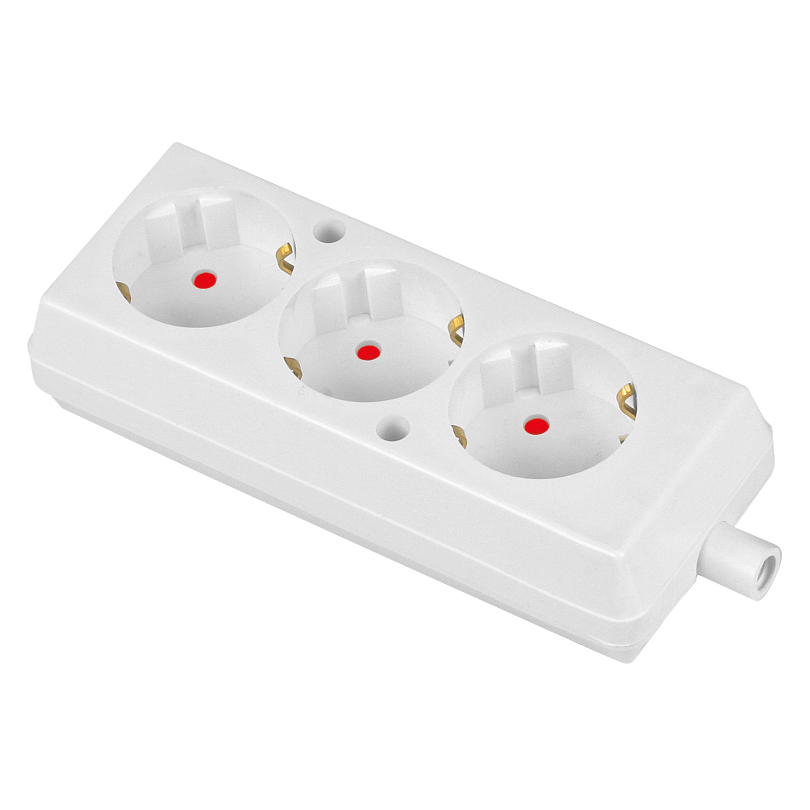Tragbare Dreifachsteckdose 3x Schuko Mit Erdung, Abnehmbar, Weiß