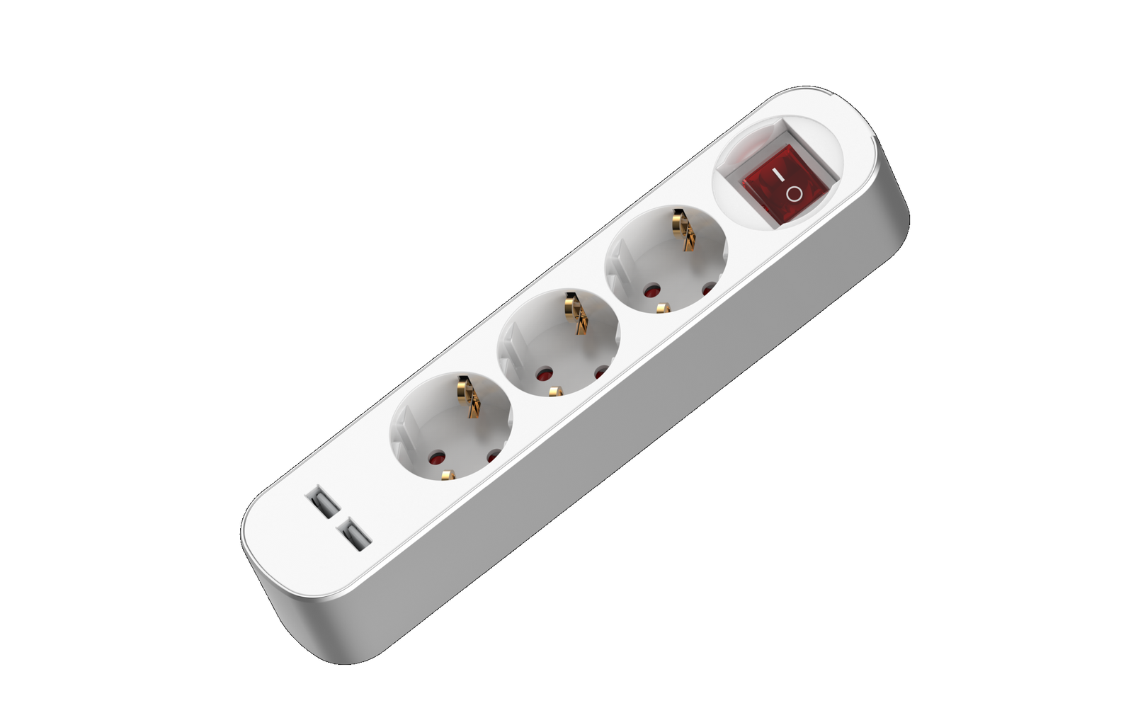 Steckdosenleiste Mit Verlängerungskabel, 3 Steckdosen, 2 Usb-anschlüsse, Mit Schalter, 3 M, Weiß
