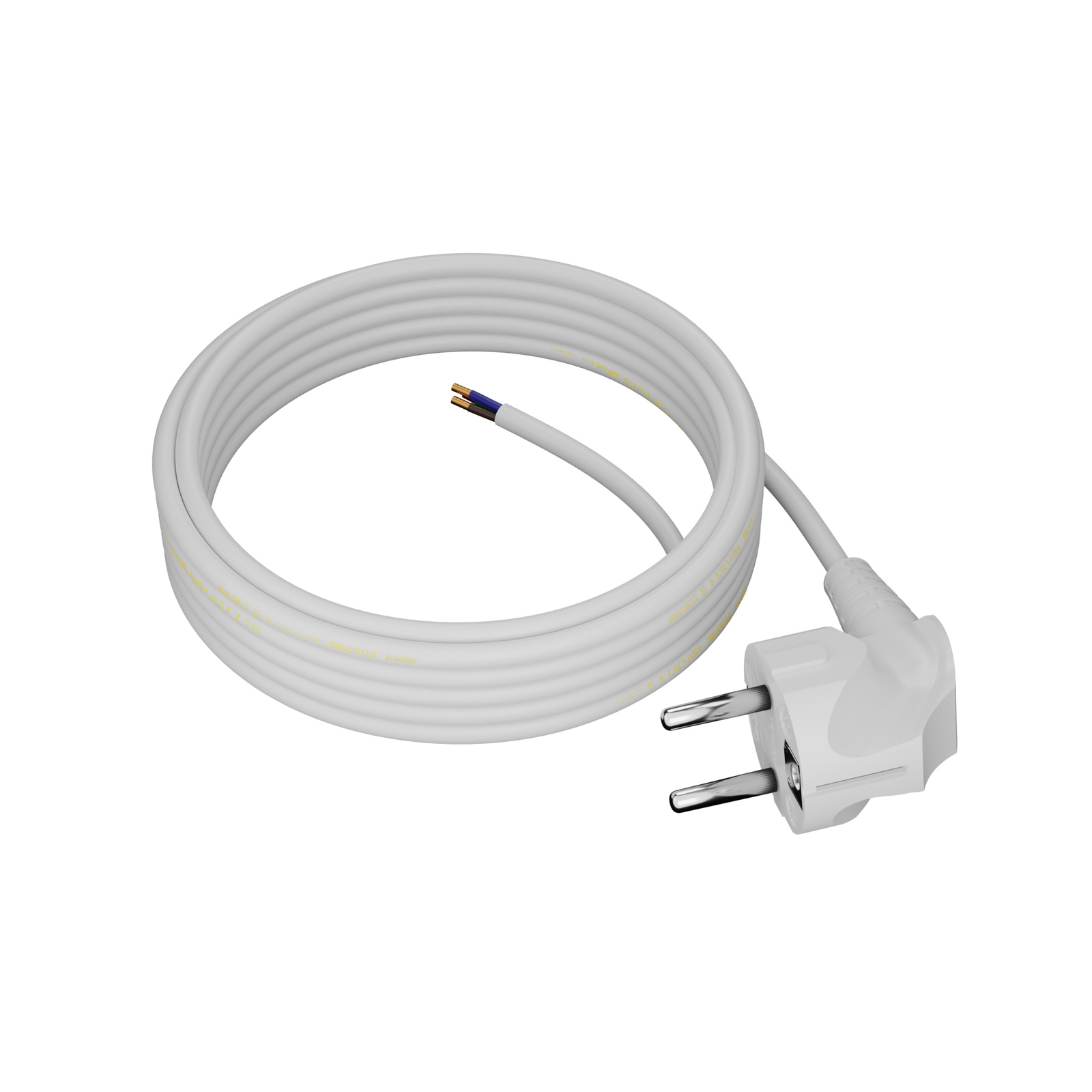 Netzkabel Mit Winkelstecker, 5 M, 3 X 1 Mm², 16 A, Uni-schuko, Weiß