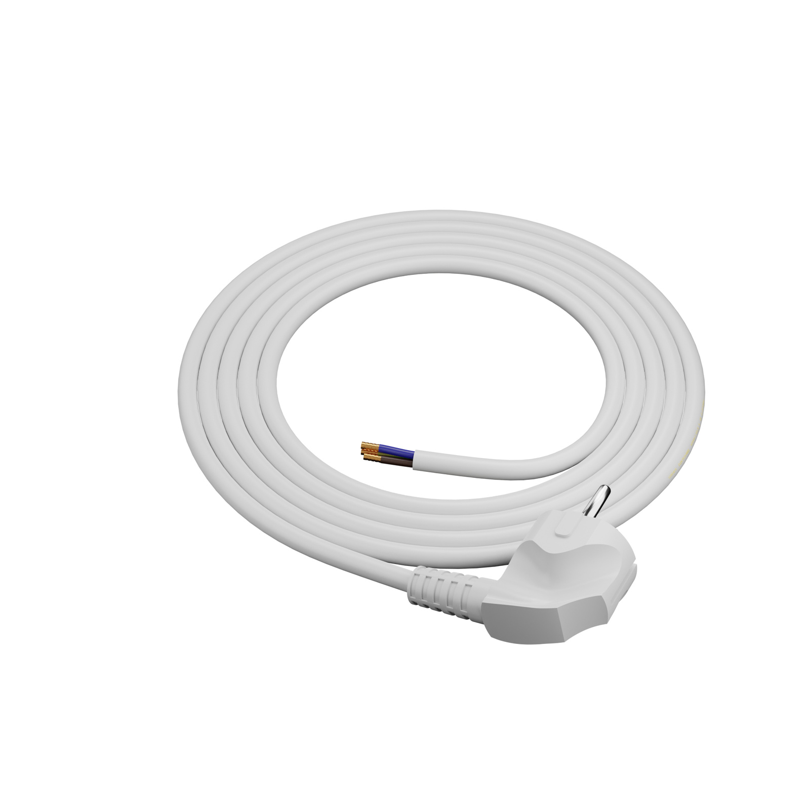 Anschlusskabel 1,5 M Mit Abgewinkeltem Stecker 3 X 1,5 Mm² Weißes Stromkabel