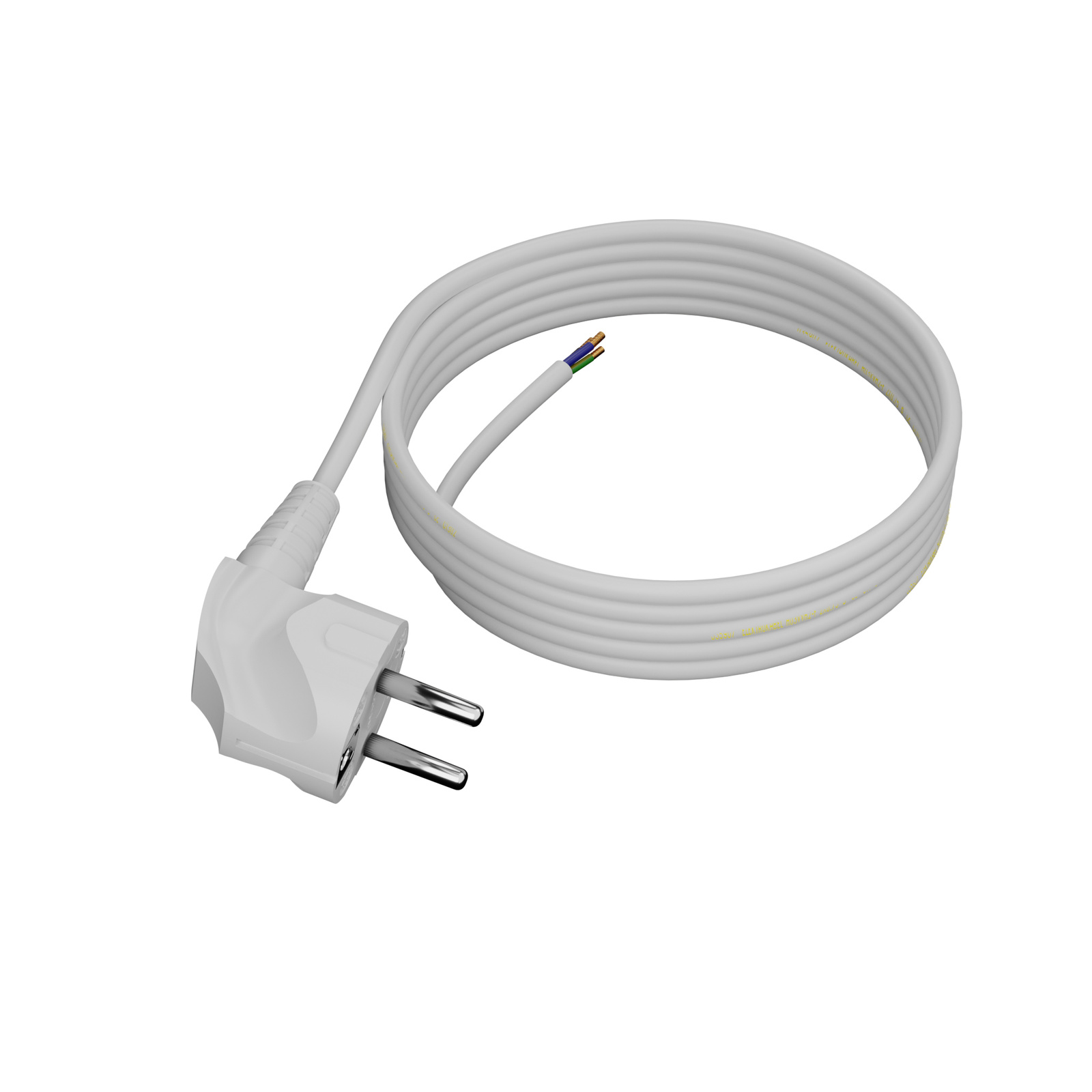Netzkabel Mit Abgewinkeltem Stecker, 3 M, 3 X 0,75 Mm², 16 A, Omy, Weiß