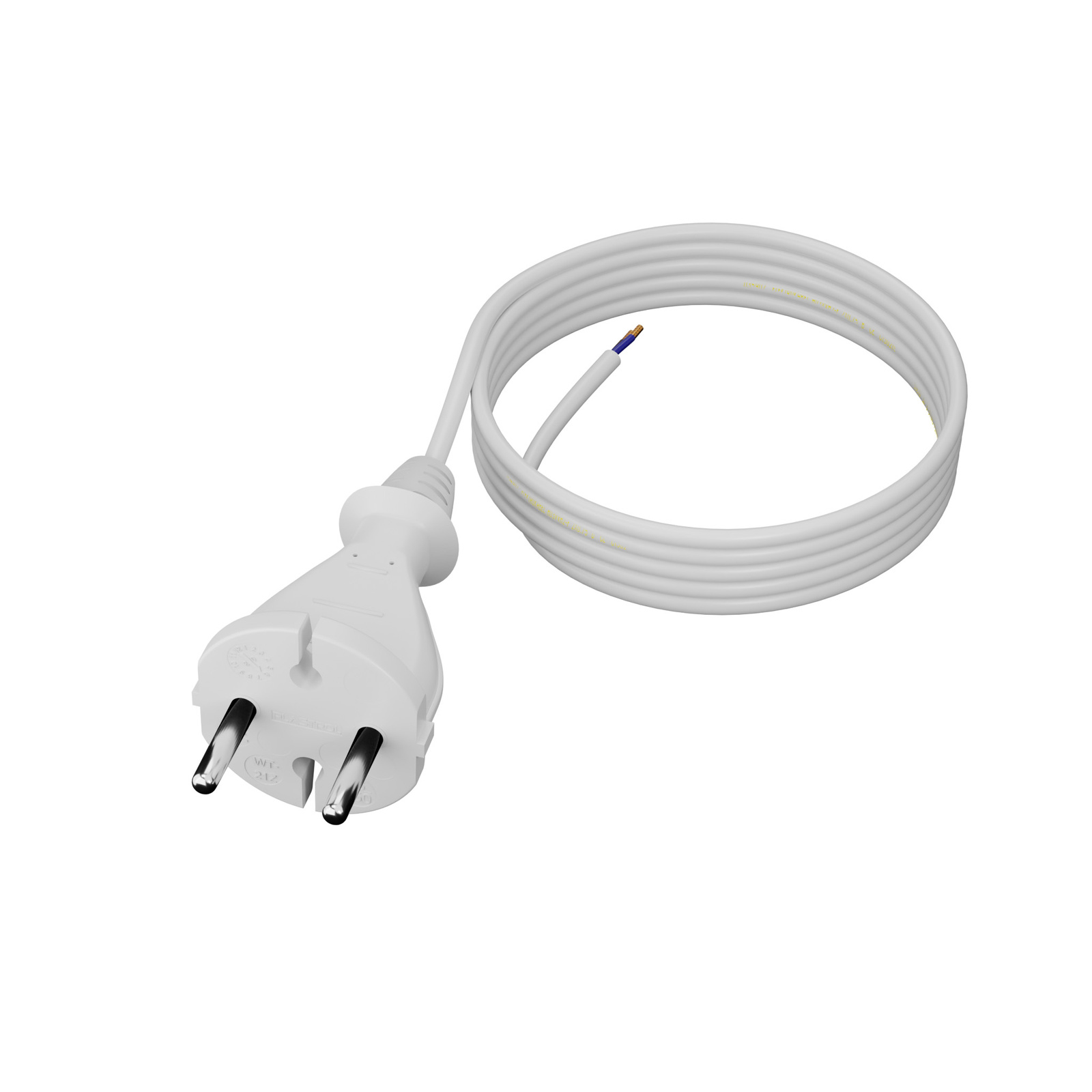 Anschlusskabel Mit Geradem Stecker 3m 2x1mm2 Typ E Weiß