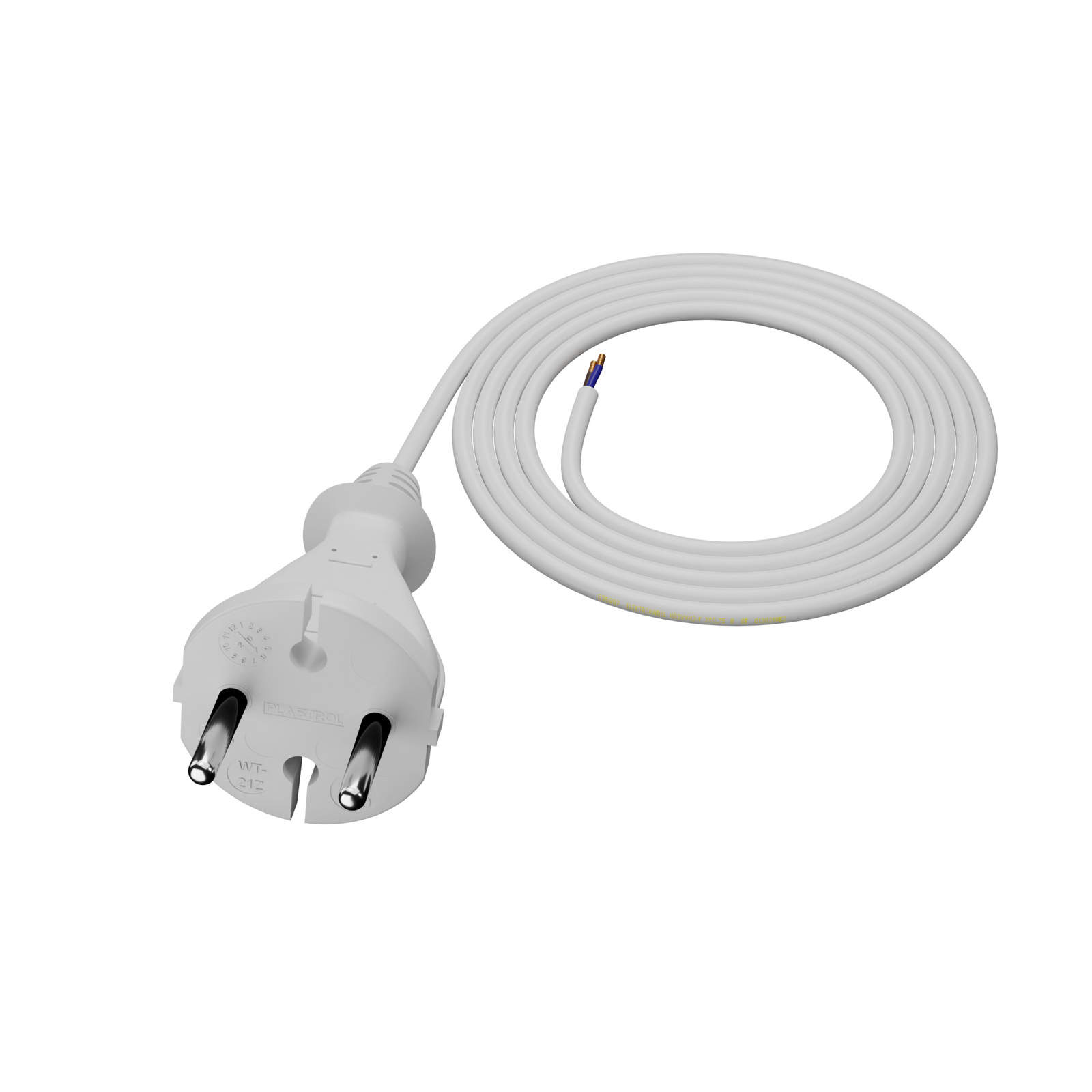 Anschlusskabel 1,5 M Mit Geradem Stecker 2x1 Mm² Weißes Stromkabel
