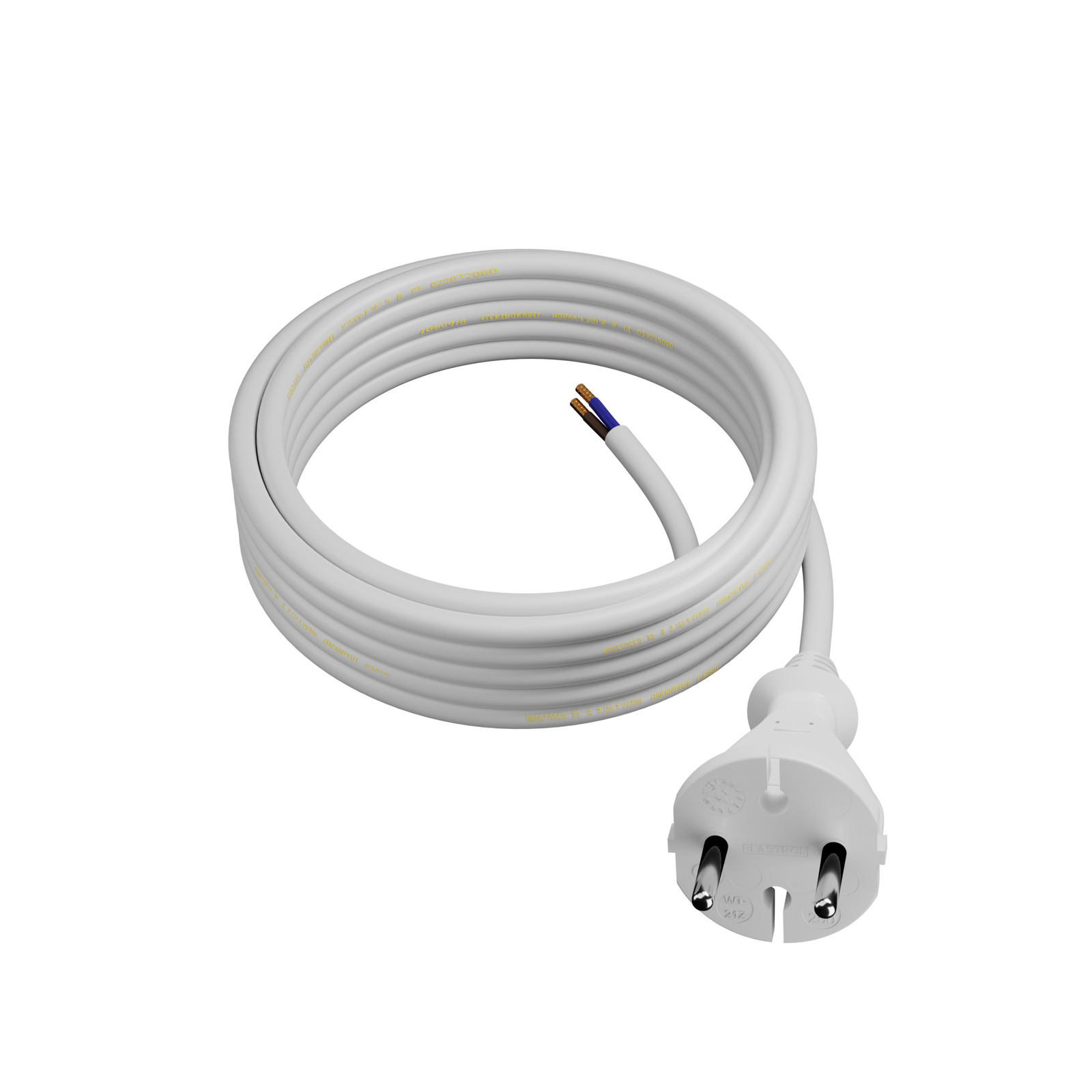 Anschlusskabel Mit Geradem Stecker 5 M 2x1 Mm² Typ E Weiß 16 A