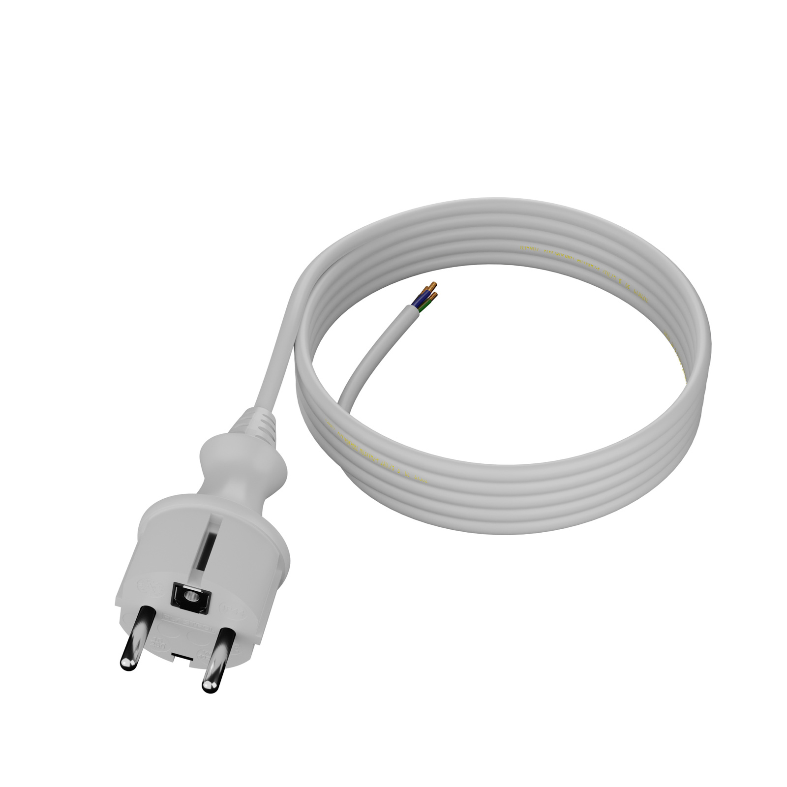 Netzkabel Mit Geradem Stecker, 4 M, 3 X 1 Mm², 16 A, Schutzart Ip44, Weiß