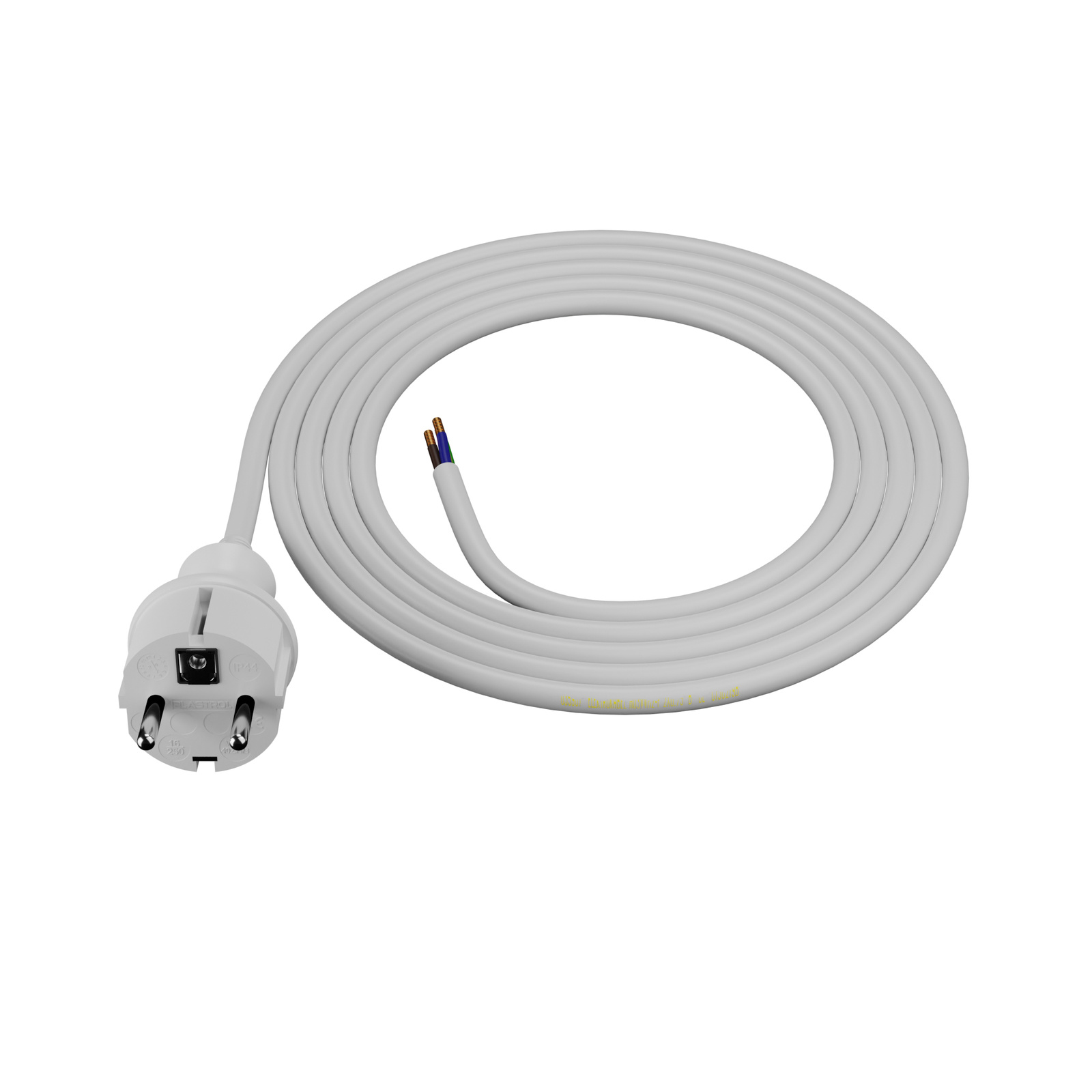 Anschlusskabel Mit Geradem Stecker, 1,5 M, 3 X 1,5 Mm, 16 A, Schutzart Ip44, Weiß