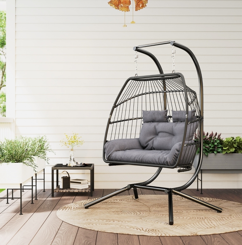Sessel Hängesessel Klappbar Rattan 170 100 185 Cm Okmyhome