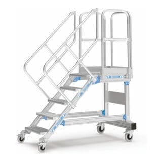 Zarges Plattformtreppe fahrbar 45° 600mm Stufenbreite 21 Stufen