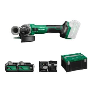 Schleifmaschine Ø125 mm 18 v – 5 Ah – Hikoki bürstenlos mit selbstsperrendem Schalter – 2 5,0 Ah-Batterien – G1813DVEWQZ