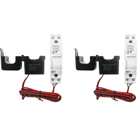 2x Tuya Smart Wifi Électricité Kwh Compteur Din Rail Monophasé Ac 110v 230v Ct Ac Meter App Moniteur En Temps Réel (50a)
