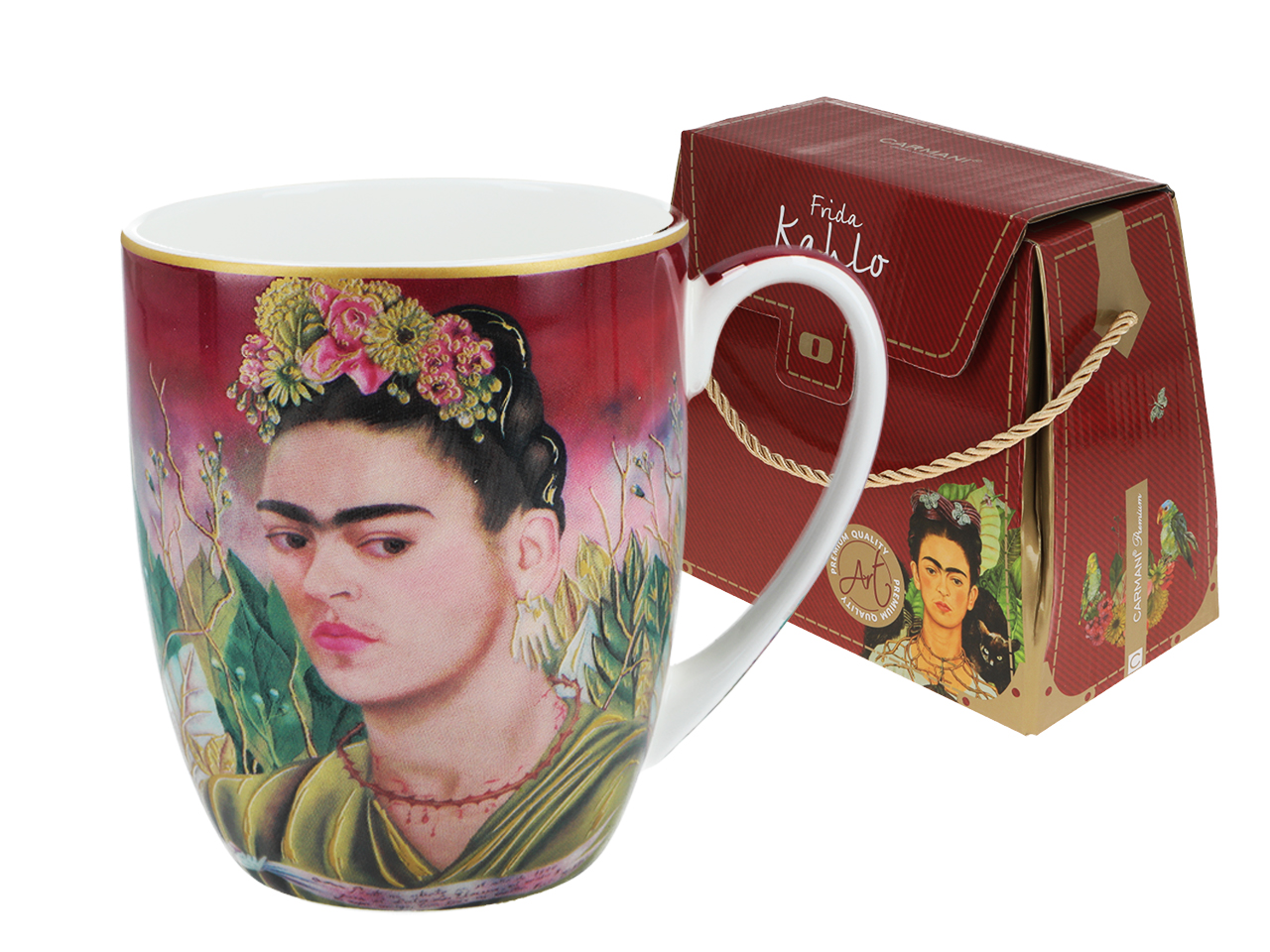 Großer Porzellanbecher Mit Frida-kahlo-porträt Für Kaffee Und Tee